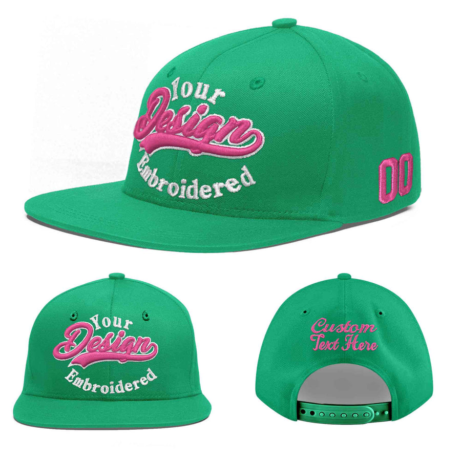Custom Aqua 3D Puff Embroidery Flat Embroidery Casual Sport Baseball Cap | BuyFootballJersey