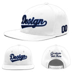 Custom White 3D Puff Embroidery Flat Embroidery Casual Sport Baseball Cap | BuyFootballJersey