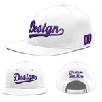 Custom White 3D Puff Embroidery Flat Embroidery Casual Sport Baseball Cap | BuyFootballJersey