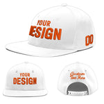 Custom White 3D Puff Embroidery Flat Embroidery Casual Sport Baseball Cap | BuyFootballJersey