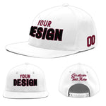 Custom White 3D Puff Embroidery Flat Embroidery Casual Sport Baseball Cap | BuyFootballJersey