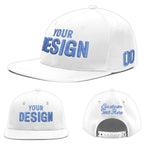 Custom White 3D Puff Embroidery Flat Embroidery Casual Sport Baseball Cap | BuyFootballJersey