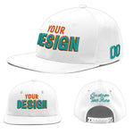 Custom White 3D Puff Embroidery Flat Embroidery Casual Sport Baseball Cap | BuyFootballJersey
