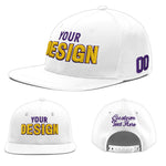 Custom White 3D Puff Embroidery Flat Embroidery Casual Sport Baseball Cap | BuyFootballJersey