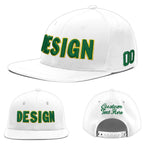 Custom White 3D Puff Embroidery Flat Embroidery Casual Sport Baseball Cap | BuyFootballJersey