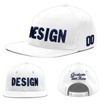 Custom White 3D Puff Embroidery Flat Embroidery Casual Sport Baseball Cap | BuyFootballJersey