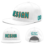 Custom White 3D Puff Embroidery Flat Embroidery Casual Sport Baseball Cap | BuyFootballJersey