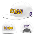 Custom White 3D Puff Embroidery Flat Embroidery Casual Sport Baseball Cap | BuyFootballJersey