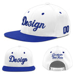 Custom White Royal Blue 3D Puff Embroidery Flat Embroidery Casual Sport Baseball Cap | BuyFootballJersey