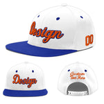 Custom White Royal Blue 3D Puff Embroidery Flat Embroidery Casual Sport Baseball Cap | BuyFootballJersey