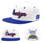 Custom White Royal Blue 3D Puff Embroidery Flat Embroidery Casual Sport Baseball Cap | BuyFootballJersey