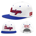 Custom White Royal Blue 3D Puff Embroidery Flat Embroidery Casual Sport Baseball Cap | BuyFootballJersey
