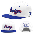 Custom White Royal Blue 3D Puff Embroidery Flat Embroidery Casual Sport Baseball Cap | BuyFootballJersey