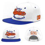 Custom White Royal Blue 3D Puff Embroidery Flat Embroidery Casual Sport Baseball Cap | BuyFootballJersey