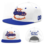 Custom White Royal Blue 3D Puff Embroidery Flat Embroidery Casual Sport Baseball Cap | BuyFootballJersey