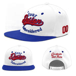 Custom White Royal Blue 3D Puff Embroidery Flat Embroidery Casual Sport Baseball Cap | BuyFootballJersey
