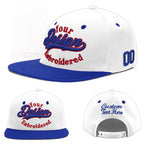 Custom White Royal Blue 3D Puff Embroidery Flat Embroidery Casual Sport Baseball Cap | BuyFootballJersey