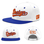 Custom White Royal Blue 3D Puff Embroidery Flat Embroidery Casual Sport Baseball Cap | BuyFootballJersey