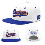 Custom White Royal Blue 3D Puff Embroidery Flat Embroidery Casual Sport Baseball Cap | BuyFootballJersey