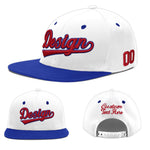 Custom White Royal Blue 3D Puff Embroidery Flat Embroidery Casual Sport Baseball Cap | BuyFootballJersey