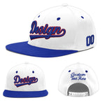 Custom White Royal Blue 3D Puff Embroidery Flat Embroidery Casual Sport Baseball Cap | BuyFootballJersey