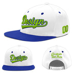 Custom White Royal Blue 3D Puff Embroidery Flat Embroidery Casual Sport Baseball Cap | BuyFootballJersey