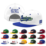 Custom White Royal Blue 3D Puff Embroidery Flat Embroidery Casual Sport Baseball Cap | BuyFootballJersey