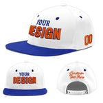Custom White Royal Blue 3D Puff Embroidery Flat Embroidery Casual Sport Baseball Cap | BuyFootballJersey