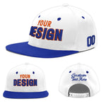 Custom White Royal Blue 3D Puff Embroidery Flat Embroidery Casual Sport Baseball Cap | BuyFootballJersey