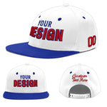 Custom White Royal Blue 3D Puff Embroidery Flat Embroidery Casual Sport Baseball Cap | BuyFootballJersey
