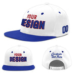 Custom White Royal Blue 3D Puff Embroidery Flat Embroidery Casual Sport Baseball Cap | BuyFootballJersey