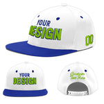 Custom White Royal Blue 3D Puff Embroidery Flat Embroidery Casual Sport Baseball Cap | BuyFootballJersey