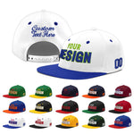 Custom White Royal Blue 3D Puff Embroidery Flat Embroidery Casual Sport Baseball Cap | BuyFootballJersey
