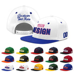 Custom White Royal Blue 3D Puff Embroidery Flat Embroidery Casual Sport Baseball Cap | BuyFootballJersey