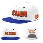 Custom White Royal Blue 3D Puff Embroidery Flat Embroidery Casual Sport Baseball Cap | BuyFootballJersey