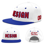 Custom White Royal Blue 3D Puff Embroidery Flat Embroidery Casual Sport Baseball Cap | BuyFootballJersey