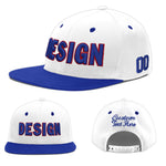 Custom White Royal Blue 3D Puff Embroidery Flat Embroidery Casual Sport Baseball Cap | BuyFootballJersey