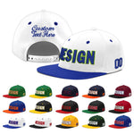 Custom White Royal Blue 3D Puff Embroidery Flat Embroidery Casual Sport Baseball Cap | BuyFootballJersey