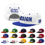 Custom White Royal Blue 3D Puff Embroidery Flat Embroidery Casual Sport Baseball Cap | BuyFootballJersey