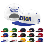 Custom White Royal Blue 3D Puff Embroidery Flat Embroidery Casual Sport Baseball Cap | BuyFootballJersey
