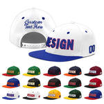 Custom White Royal Blue 3D Puff Embroidery Flat Embroidery Casual Sport Baseball Cap | BuyFootballJersey
