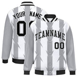 Custom White White Varsity Full-Snap Blade Pattern Raglan Sleeves Letterman Baseball Jacket | BuyFootballJersey