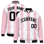 Custom White White Varsity Full-Snap Blade Pattern Raglan Sleeves Letterman Baseball Jacket | BuyFootballJersey