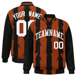 Custom Texas Orange Texas Orange Varsity Full-Snap Blade Pattern Raglan Sleeves Letterman Baseball Jacket | BuyFootballJersey