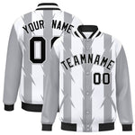 Custom White White Varsity Full-Snap Blade Pattern Raglan Sleeves Letterman Baseball Jacket | BuyFootballJersey