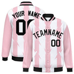 Custom White White Varsity Full-Snap Blade Pattern Raglan Sleeves Letterman Baseball Jacket | BuyFootballJersey