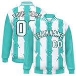 Custom White White Varsity Full-Snap Blade Pattern Raglan Sleeves Letterman Baseball Jacket | BuyFootballJersey