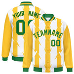 Custom White White Varsity Full-Snap Blade Pattern Raglan Sleeves Letterman Baseball Jacket | BuyFootballJersey