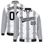 Custom White White Varsity Full-Snap Blade Pattern Raglan Sleeves Letterman Baseball Jacket | BuyFootballJersey