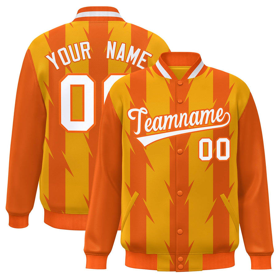 Custom Yellow Yellow Varsity Full-Snap Blade Pattern Raglan Sleeves Letterman Baseball Jacket | BuyFootballJersey